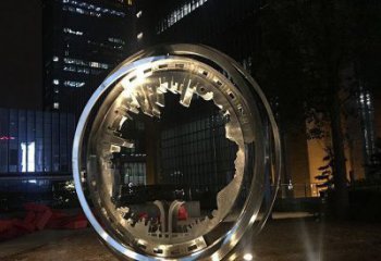 户外圆环雕塑通用，多彩艺术，不锈钢圆环雕塑供应