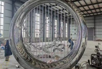 雕塑圆环批发，校园雕塑，抽象烤漆圆环雕塑定价