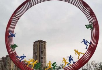 圆环雕塑点击，地标摆件，烤漆圆环雕塑承接
