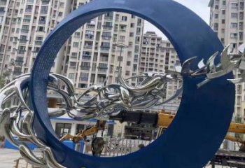 圆环雕塑订做，城市雕塑，烤漆圆环雕塑专供