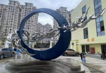 圆环雕塑定做，小区摆件，烤漆圆环雕塑制作