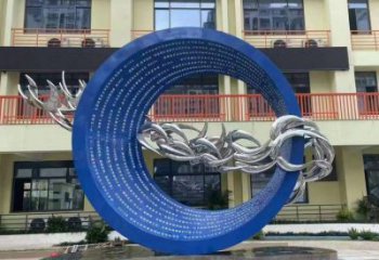 圆环雕塑供求，美陈雕塑，烤漆圆环雕塑优选