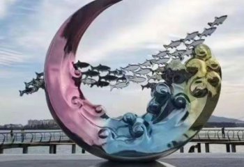 圆环雕塑制作，村标概念，烤漆圆环雕塑专供
