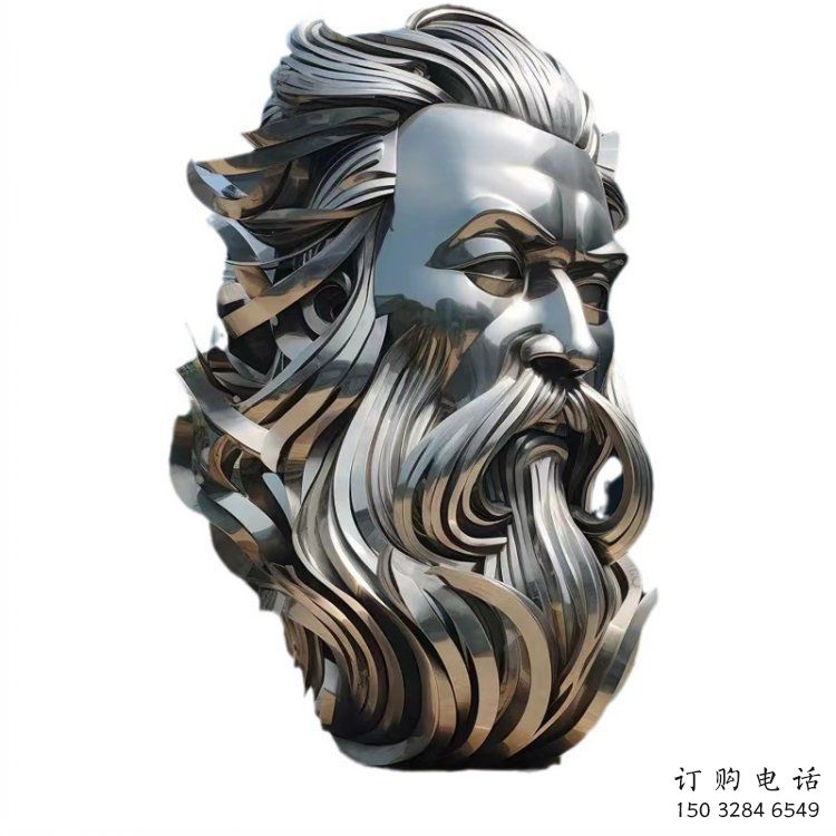 白钢人头像雕塑供需，标识雕塑，镜面西方人雕塑制造商