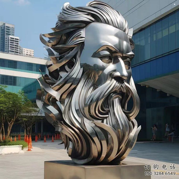 白钢人头像雕塑制造，欧式风格，镜面人头像雕塑厂家供给