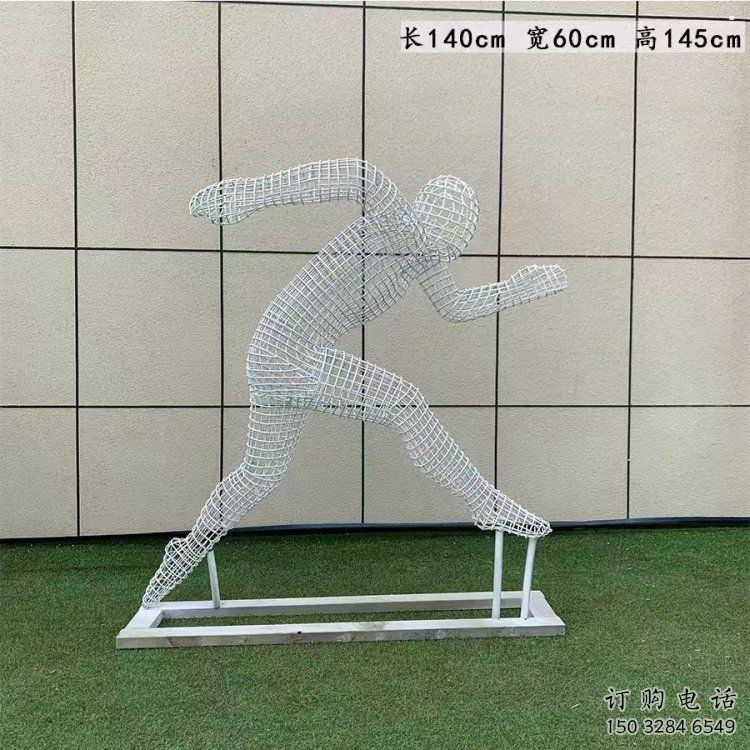 镂空体育雕塑制作，村标概念，运动员铁艺人物雕塑专供
