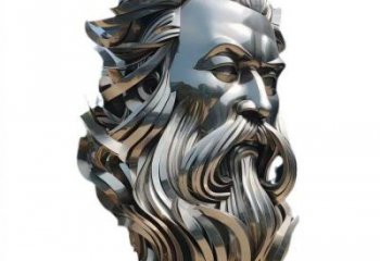 白钢人头像雕塑供需，标识雕塑，镜面西方人雕塑制造商