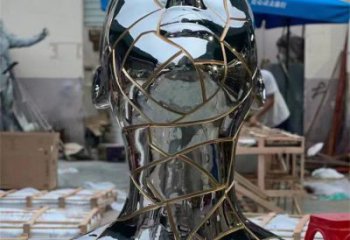 白钢人头像雕塑制造商，钢管组合，镜面人头像雕塑优选