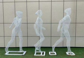 镂空体育雕塑展品，公园小品，运动员铁艺人物雕塑供需