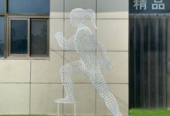 镂空运动员雕塑通用，陆地摆件，编织人物雕塑制作优选