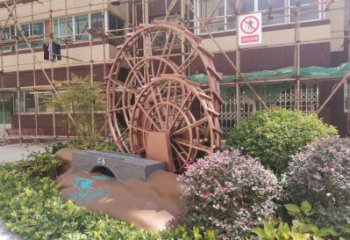 景观水车雕塑供需，彩钢制作，大型水车雕塑公司