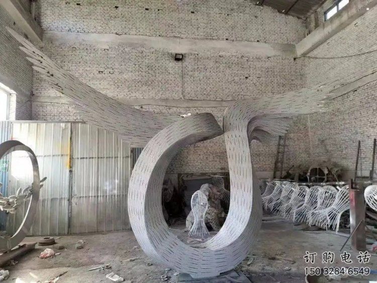 鸟翅雕塑承接，锻造工艺，不锈钢鸟翅雕塑订做