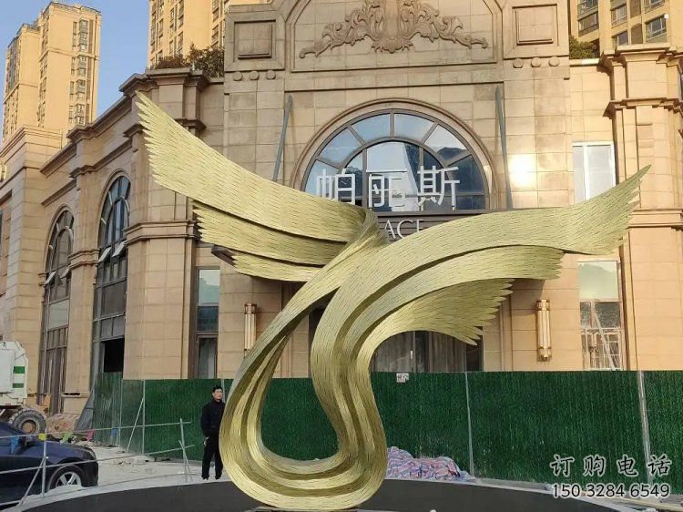 鸟翅雕塑服务商，景观雕塑，不锈钢鸟翅雕塑订做