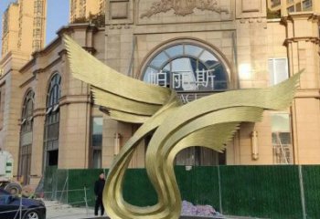 鸟翅雕塑服务商，景观雕塑，不锈钢鸟翅雕塑订做