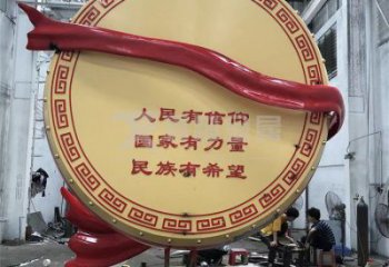 大型锣鼓雕塑公司制作，花园小品，不锈钢锣鼓雕塑提供