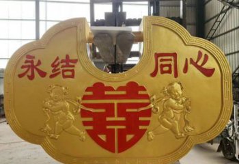 同心锁雕塑制造，白钢构件，锁子雕塑提供