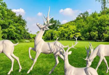 六安梅花鹿雕塑定价，景观概念，玻璃钢梅花鹿雕塑预定