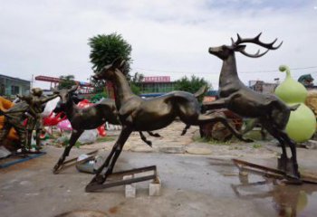 铜陵户外小鹿批发，动物雕塑，梅花鹿铜雕塑供求
