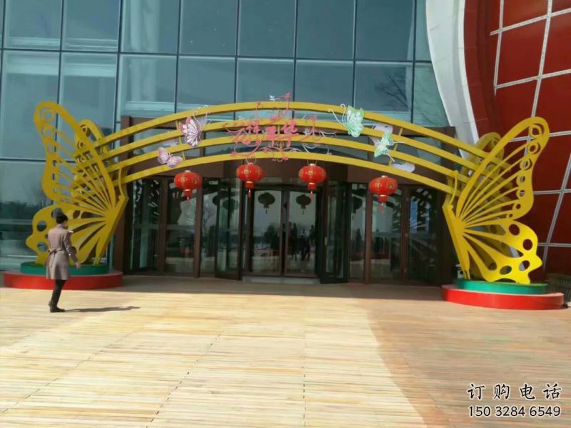惠州蝴蝶拱门雕塑,镂空烤漆效果,不锈钢小区标识雕塑 惠州蝴蝶拱门雕塑,镂空烤漆效果,不锈钢小区标识雕塑