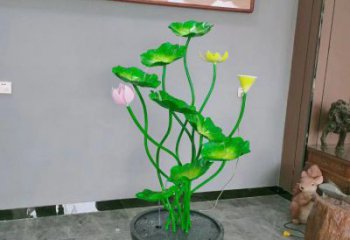 马尾荷花雕塑异型优选，城市装饰，展示荷花雕塑定做