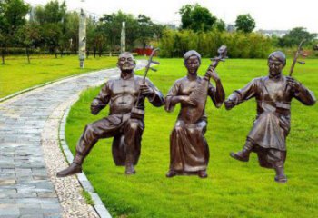 长乐拉二胡雕塑点击，景观雕塑，别墅民俗人物雕塑供求