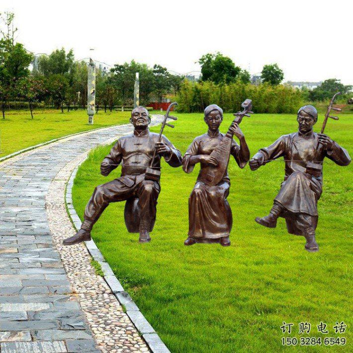 郴州拉二胡雕塑点击，景观雕塑，别墅民俗人物雕塑供求