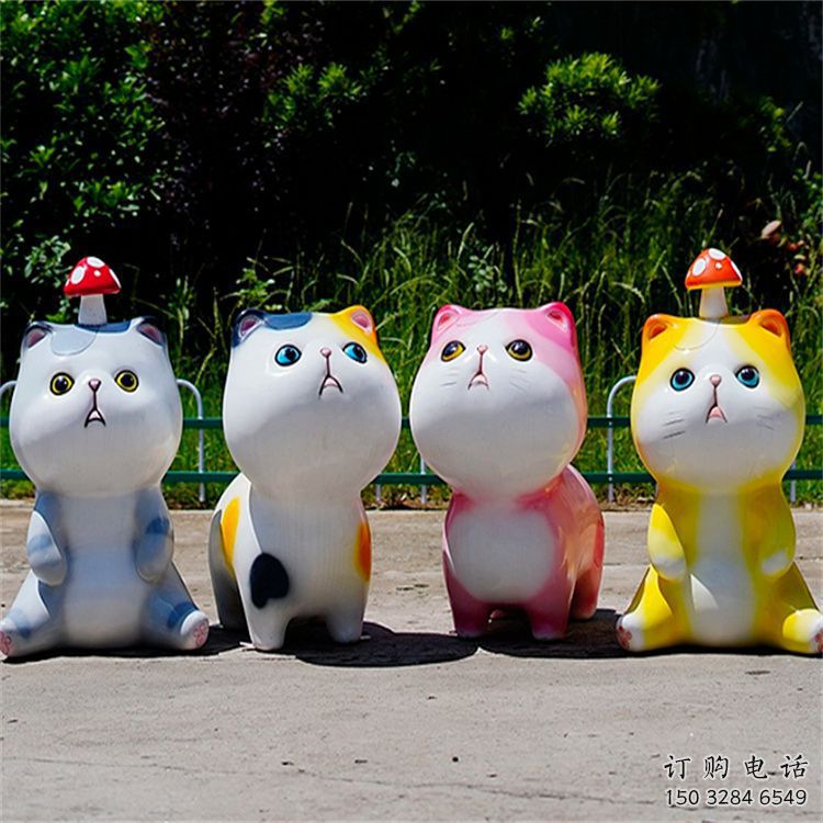 双阳房地产猫咪雕塑，仿古动漫雕塑，公园动物制造
