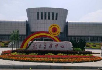 南阳企业标识拱门雕塑，不锈钢地标大门雕塑生产