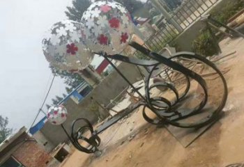 常德大型蒲公英坐凳雕塑，现代元素设计，不锈钢坐凳雕塑