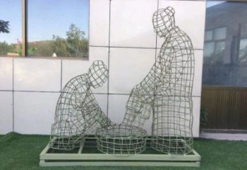 秦淮镂空洗脚雕塑制作，园林装饰，铁艺孝道人物雕塑