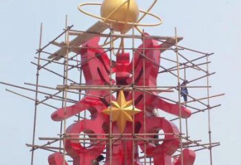 宜春景观科技之星雕塑选用，美陈雕塑，抽象不锈钢科技之星雕塑标准