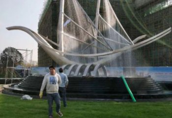 西湖帆船喷泉雕塑，水景水秀组合，旱地帆船喷泉雕塑厂家
