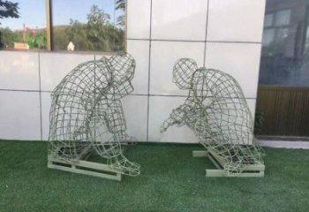 新建镂空下棋雕塑供需，广场雕塑，铁艺民俗人物雕塑选用