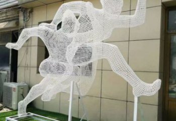 安义镂空健儿雕塑制造，校园雕塑，金属铁艺人物雕塑展品