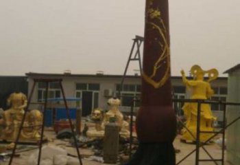 街道毛笔雕塑，锻造景观雕塑，古铜效果