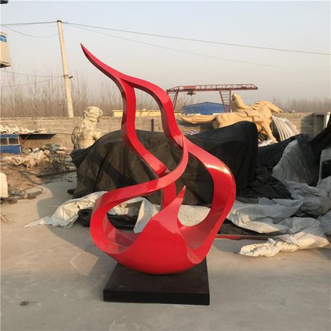 街头火焰雕塑 大型别墅区摆件 钢管雕塑